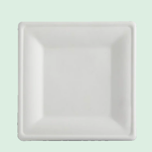 100% Compostable Plates 10X10"Square Plate [24 Pack] |Biodegradable Plates | Eco Friendly Plates | Sugarcane Plate