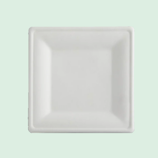 100% Compostable Plates 8X8"Square Plate [100 Pack] |Biodegradable Plates | Eco Friendly Plates | Sugarcane Plate